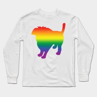 Pride Rainbow Gradient Silhouette Dog Long Sleeve T-Shirt